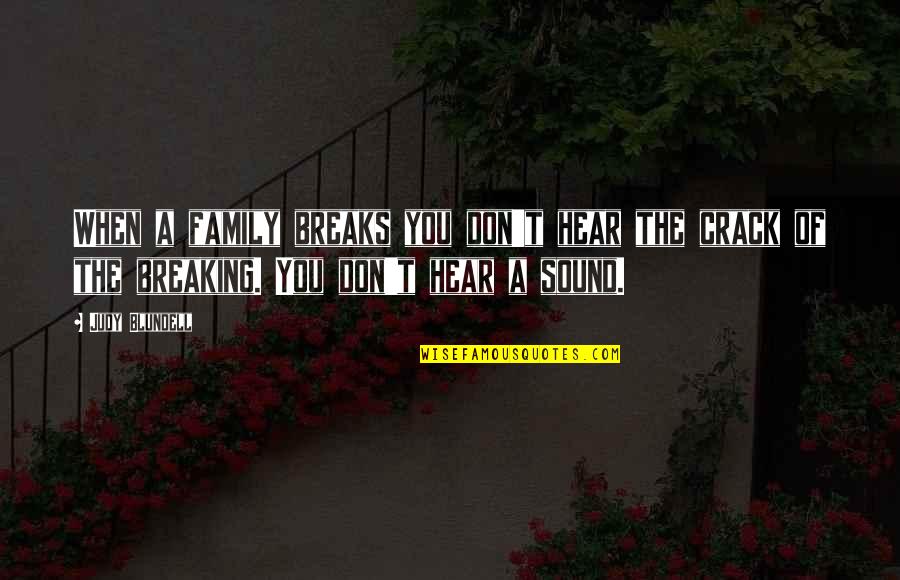 Being Irreplaceable Quotes By Judy Blundell: When a family breaks you don't hear the