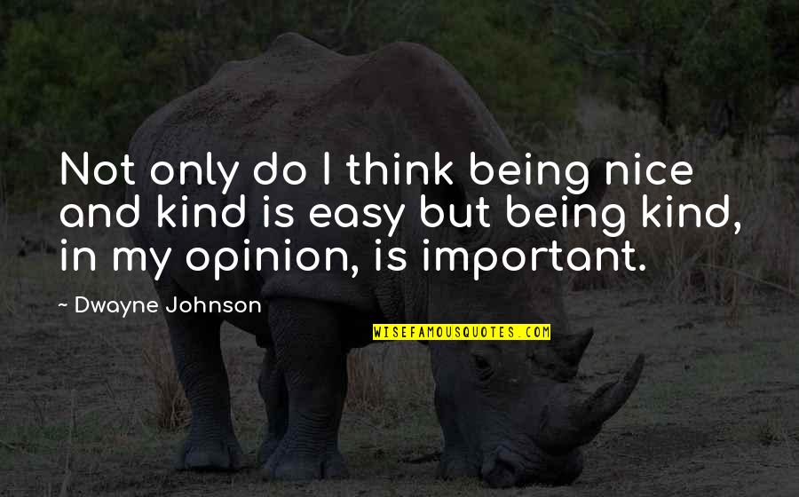 Being Kind And Nice Quotes By Dwayne Johnson: Not only do I think being nice and