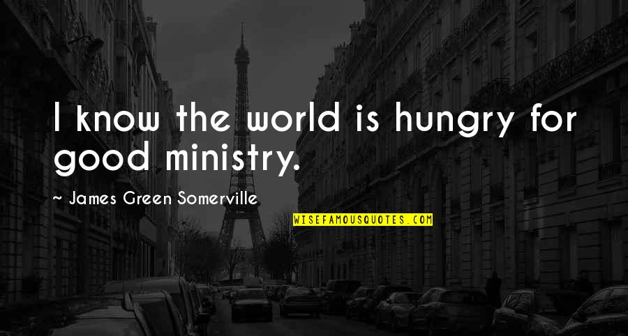 Being Lame Quotes By James Green Somerville: I know the world is hungry for good