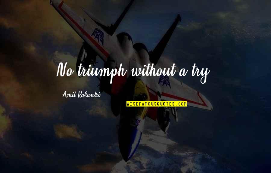 Being Left Alone By Friends Quotes By Amit Kalantri: No triumph without a try.