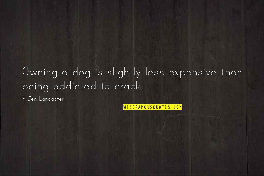 Being Less Than Quotes By Jen Lancaster: Owning a dog is slightly less expensive than