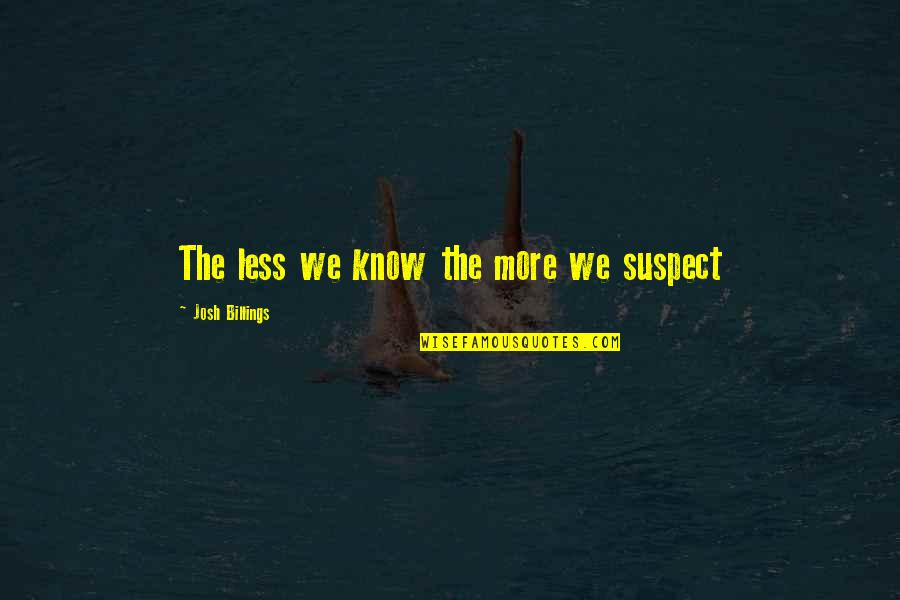 Being Lousy Quotes By Josh Billings: The less we know the more we suspect