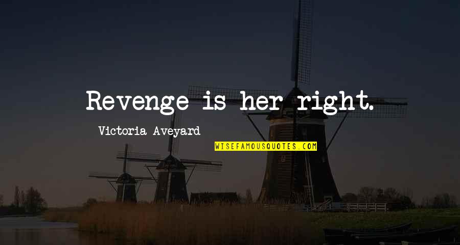 Being Lucky To Meet Someone Quotes By Victoria Aveyard: Revenge is her right.