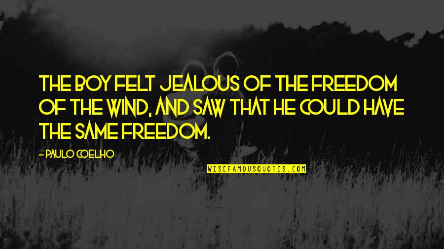 Being Mad About Love Quotes By Paulo Coelho: The boy felt jealous of the freedom of