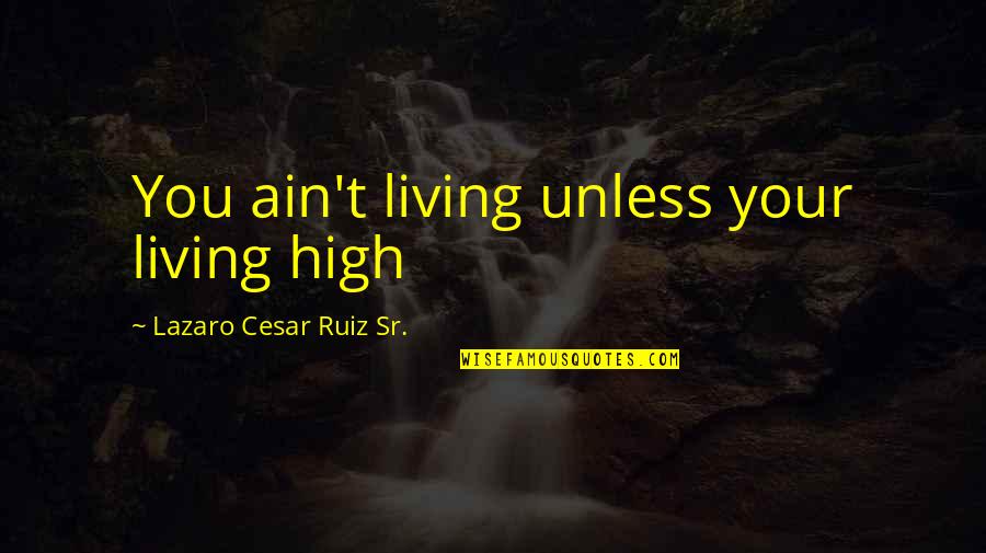 Being Mad At Someone You Like Quotes By Lazaro Cesar Ruiz Sr.: You ain't living unless your living high