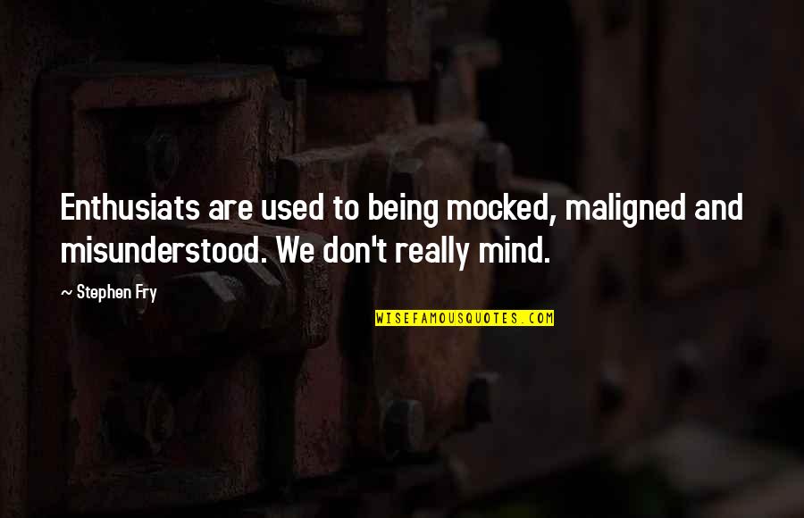 Being Maligned Quotes By Stephen Fry: Enthusiats are used to being mocked, maligned and