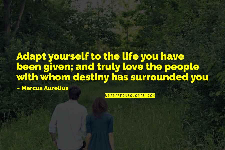 Being Mardy Quotes By Marcus Aurelius: Adapt yourself to the life you have been