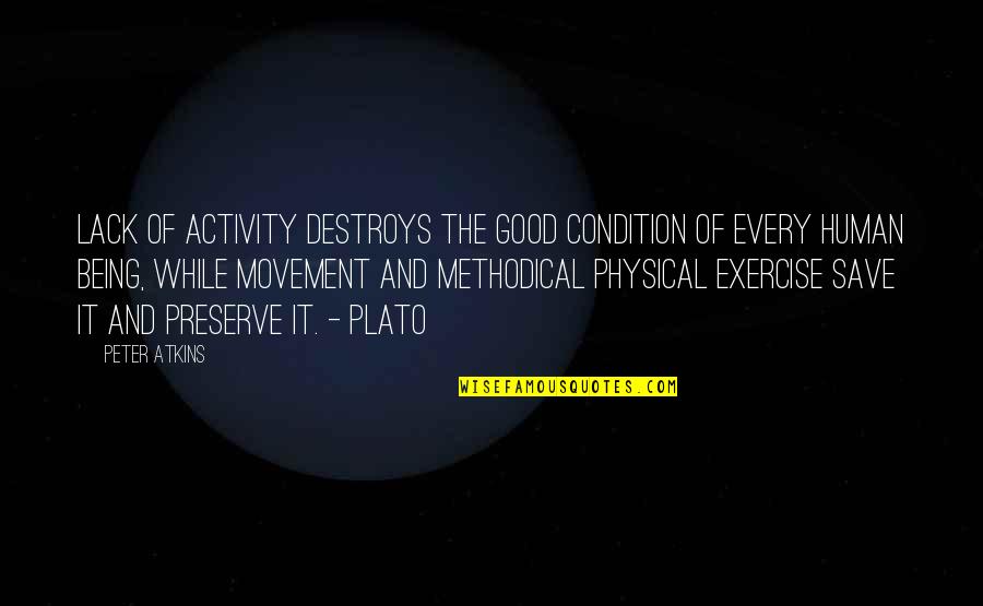 Being Methodical Quotes By Peter Atkins: Lack of activity destroys the good condition of