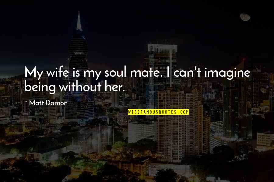 Being My Wife Quotes By Matt Damon: My wife is my soul mate. I can't