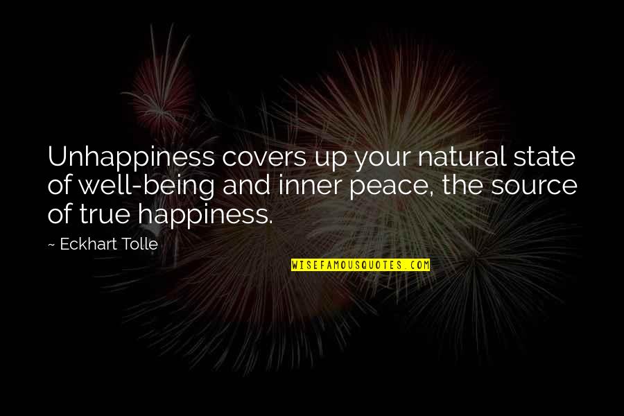 Being Natural Quotes By Eckhart Tolle: Unhappiness covers up your natural state of well-being