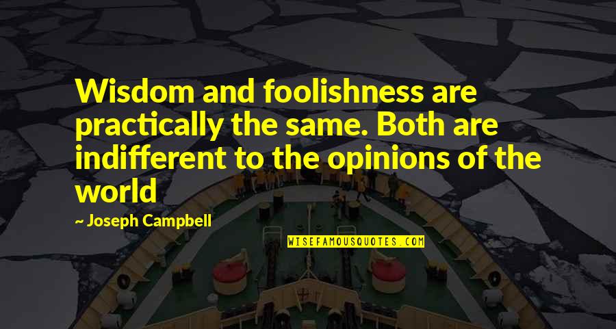 Being Non Materialistic Quotes By Joseph Campbell: Wisdom and foolishness are practically the same. Both