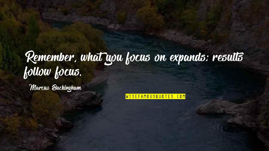 Being Nosey Quotes By Marcus Buckingham: Remember, what you focus on expands; results follow