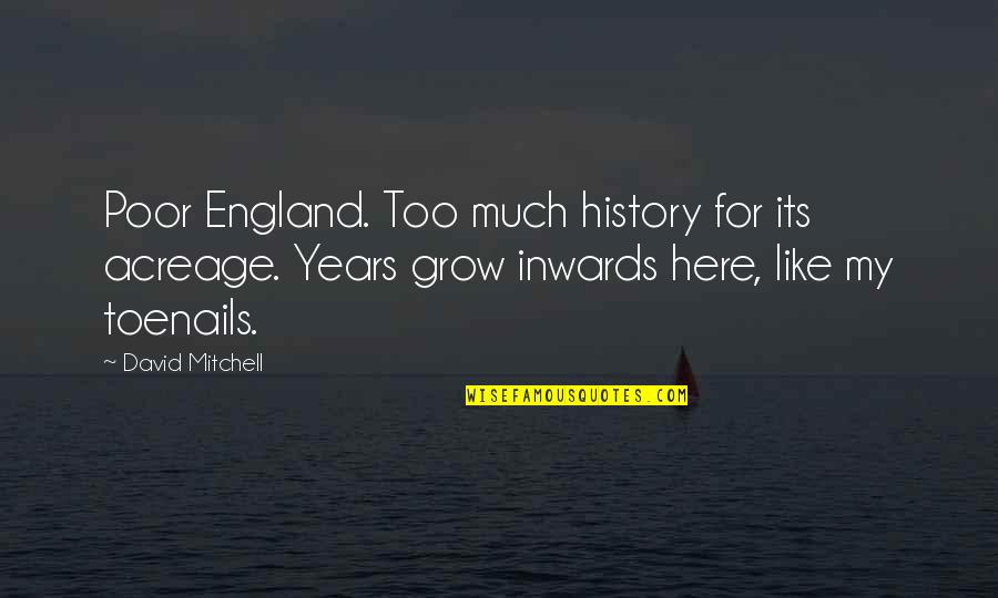 Being Not Caring Anymore Quotes By David Mitchell: Poor England. Too much history for its acreage.