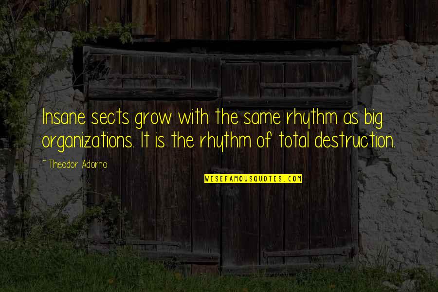 Being Not Caring Anymore Quotes By Theodor Adorno: Insane sects grow with the same rhythm as Being Not Caring Anymore Quotes By Theodor Adorno: Insane sects grow with the same rhythm as