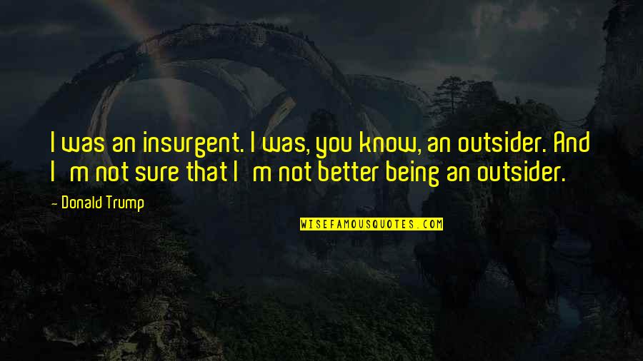 Being Not Sure Quotes By Donald Trump: I was an insurgent. I was, you know,