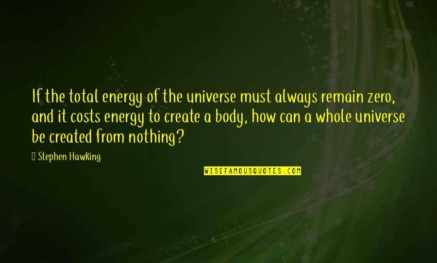 Being Nothing But Happy Quotes By Stephen Hawking: If the total energy of the universe must