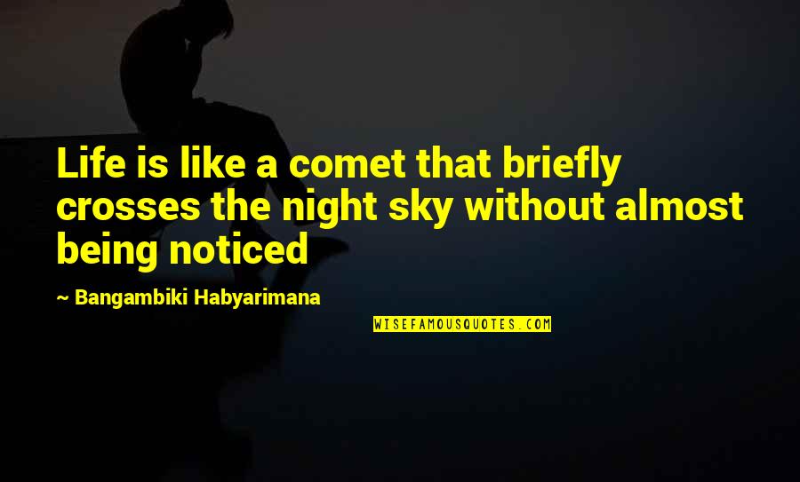 Being Noticed Quotes By Bangambiki Habyarimana: Life is like a comet that briefly crosses