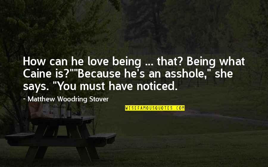 Being Noticed Quotes By Matthew Woodring Stover: How can he love being ... that? Being