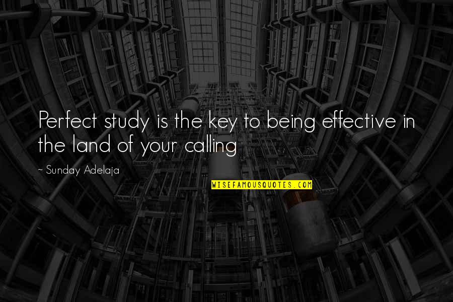 Being On Your Own In Life Quotes By Sunday Adelaja: Perfect study is the key to being effective