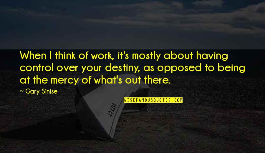 Being Opposed Quotes By Gary Sinise: When I think of work, it's mostly about