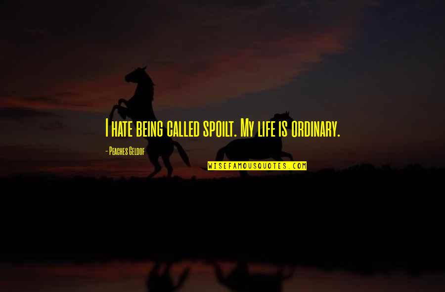 Being Ordinary Quotes By Peaches Geldof: I hate being called spoilt. My life is