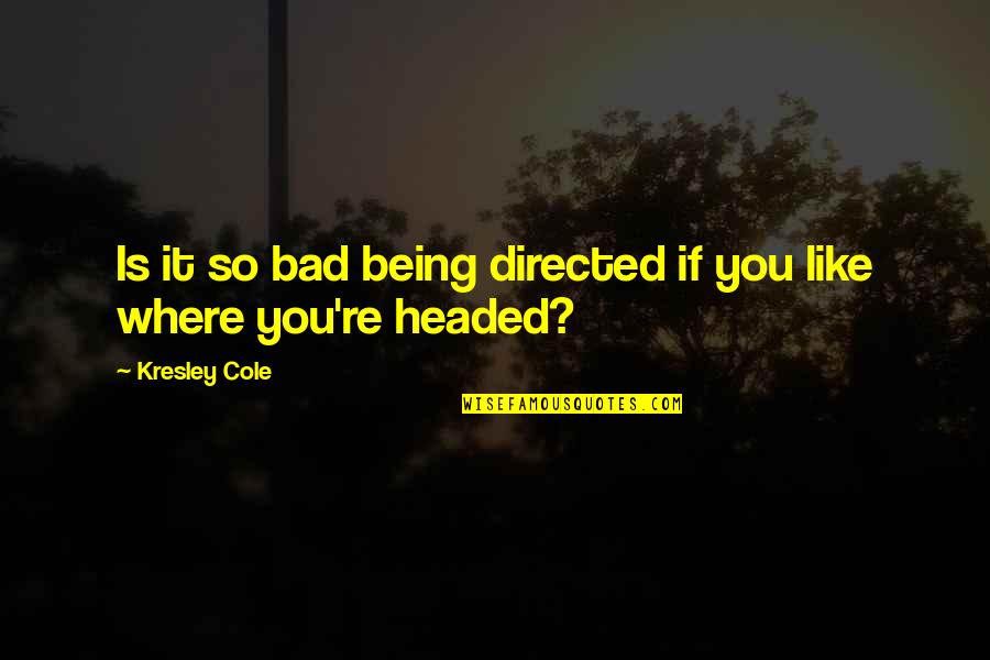 Being Other Directed Quotes By Kresley Cole: Is it so bad being directed if you