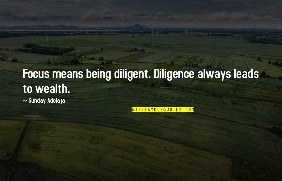 Being Out Of Focus Quotes By Sunday Adelaja: Focus means being diligent. Diligence always leads to
