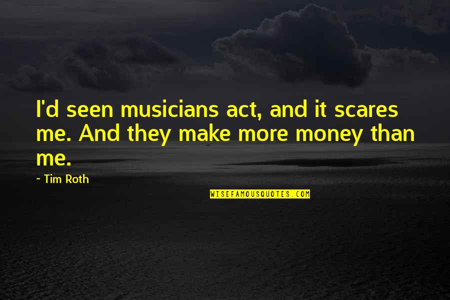 Being Over Protective Quotes By Tim Roth: I'd seen musicians act, and it scares me.