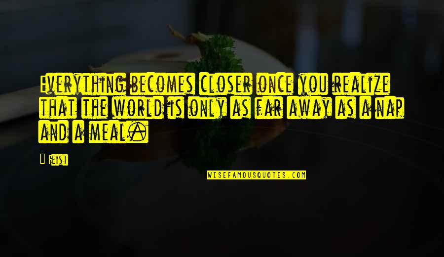 Being Painfully Honest Quotes By Feist: Everything becomes closer once you realize that the