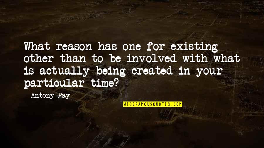 Being Particular Quotes By Antony Pay: What reason has one for existing other than