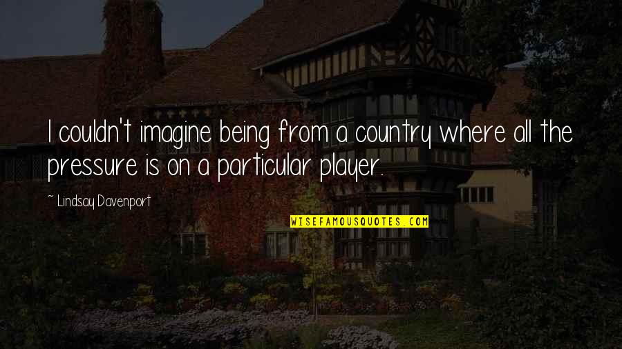 Being Particular Quotes By Lindsay Davenport: I couldn't imagine being from a country where Being Particular Quotes By Lindsay Davenport: I couldn't imagine being from a country where