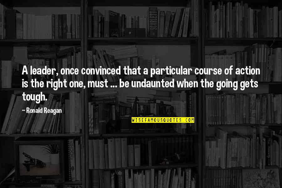 Being Particular Quotes By Ronald Reagan: A leader, once convinced that a particular course Being Particular Quotes By Ronald Reagan: A leader, once convinced that a particular course