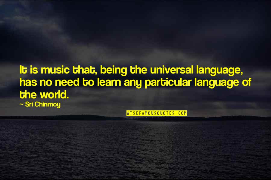 Being Particular Quotes By Sri Chinmoy: It is music that, being the universal language,
