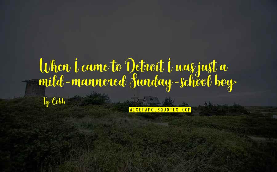 Being Pasty Quotes By Ty Cobb: When I came to Detroit I was just