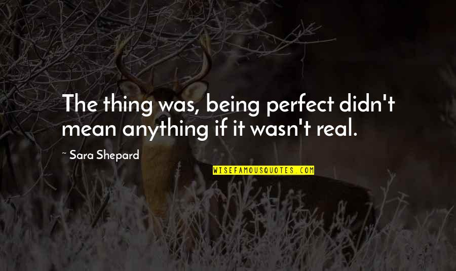 Being Perfect For Each Other Quotes By Sara Shepard: The thing was, being perfect didn't mean anything