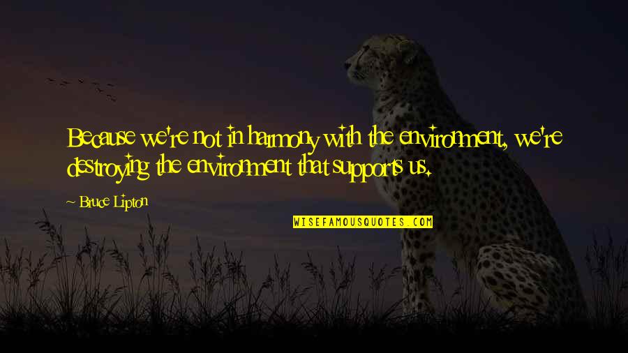 Being Poor But Rich Quotes By Bruce Lipton: Because we're not in harmony with the environment,