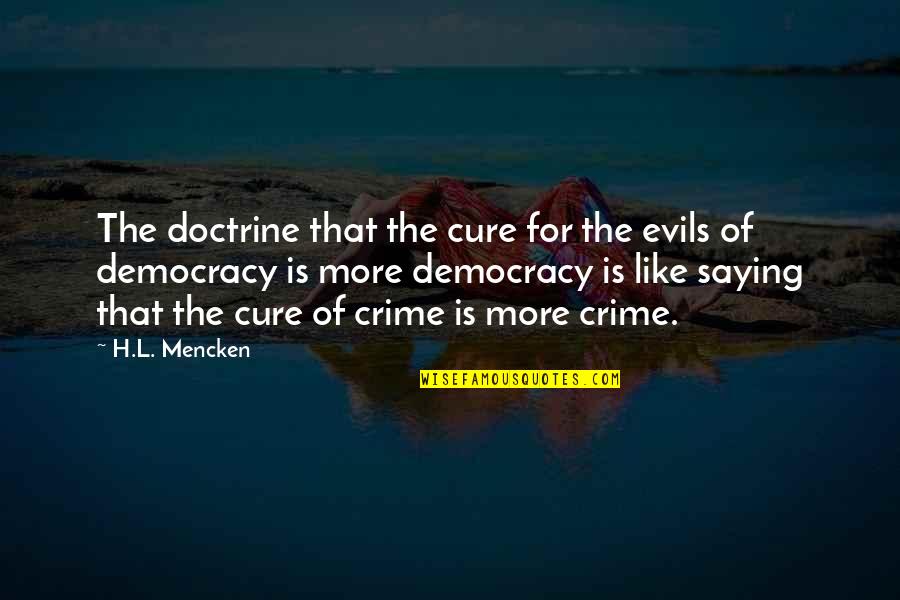 Being Positive About The Future Quotes By H.L. Mencken: The doctrine that the cure for the evils