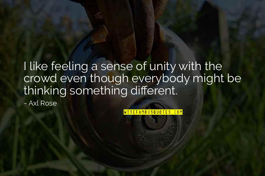 Being Positive In Love Quotes By Axl Rose: I like feeling a sense of unity with