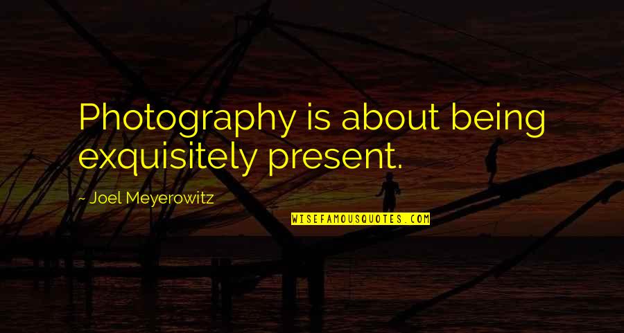 Being Present Quotes By Joel Meyerowitz: Photography is about being exquisitely present.
