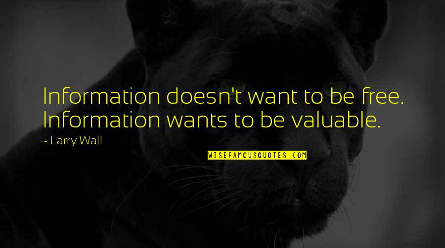 Being Proud Of Being Black Quotes By Larry Wall: Information doesn't want to be free. Information wants