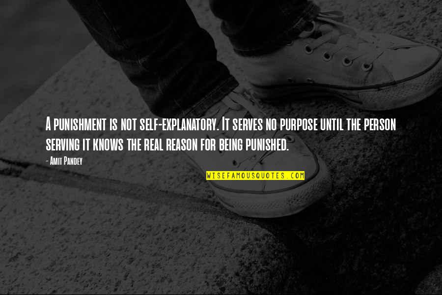 Being Punished Quotes By Amit Pandey: A punishment is not self-explanatory. It serves no Being Punished Quotes By Amit Pandey: A punishment is not self-explanatory. It serves no