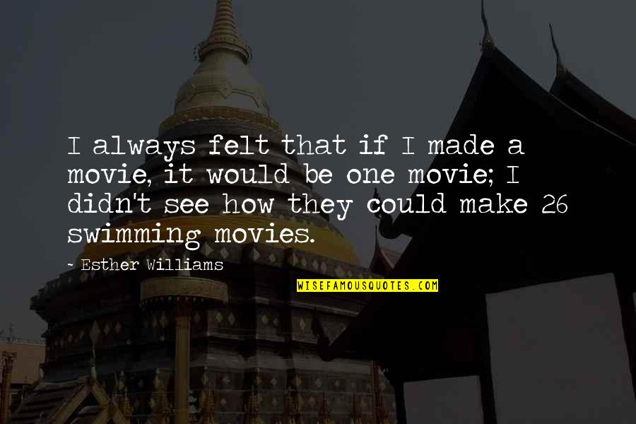 Being Queen Bee Quotes By Esther Williams: I always felt that if I made a Being Queen Bee Quotes By Esther Williams: I always felt that if I made a