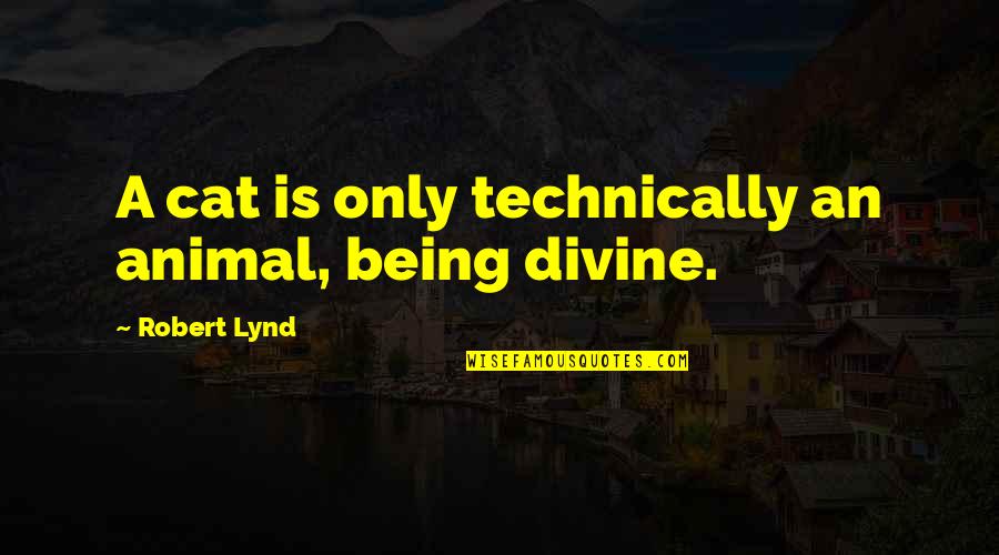 Being Quotes By Robert Lynd: A cat is only technically an animal, being