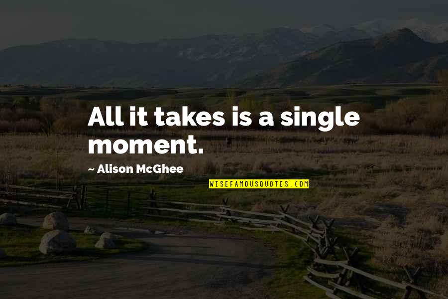 Being Ready For Love Quotes By Alison McGhee: All it takes is a single moment.