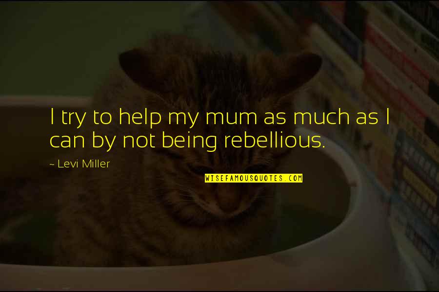 Being Rebellious Quotes By Levi Miller: I try to help my mum as much