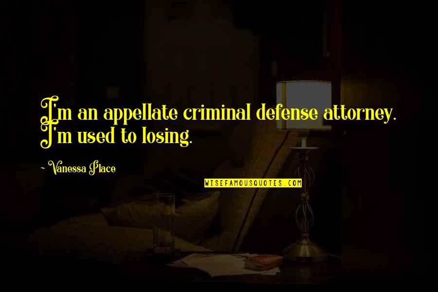 Being Replaced At Work Quotes By Vanessa Place: I'm an appellate criminal defense attorney. I'm used