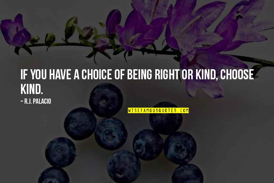 Being Right Or Kind Quotes By R.J. Palacio: If you have a choice of being right