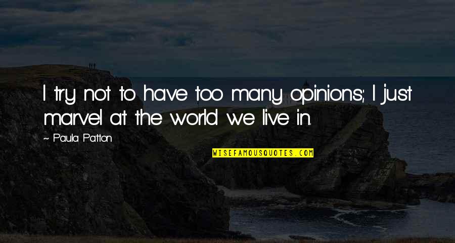 Being Rising Above Quotes By Paula Patton: I try not to have too many opinions;