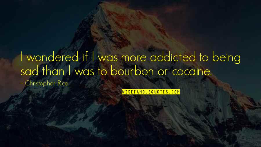 Being Sad Quotes By Christopher Rice: I wondered if I was more addicted to