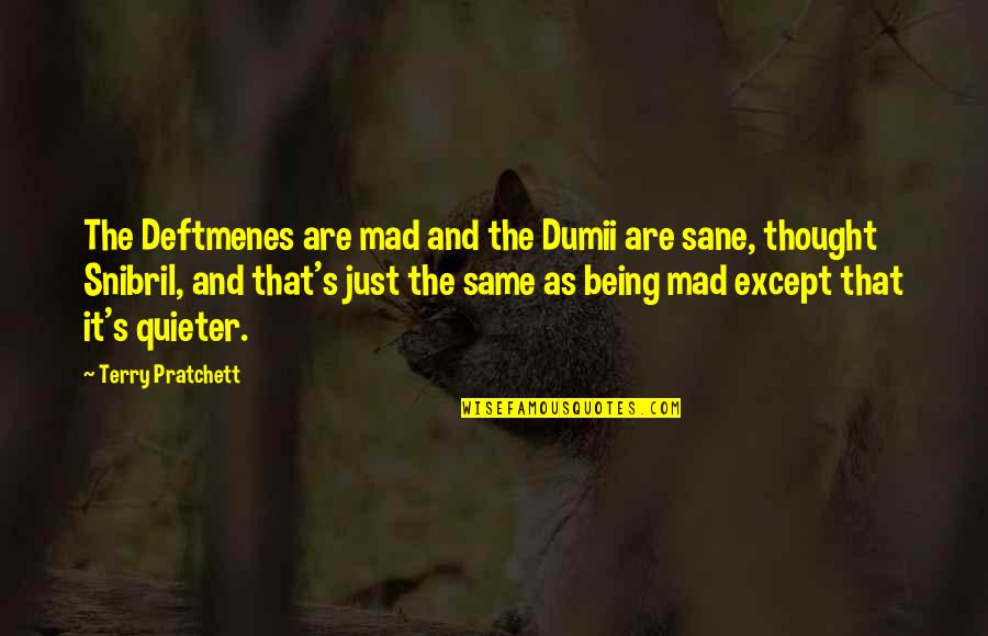 Being Sane Quotes By Terry Pratchett: The Deftmenes are mad and the Dumii are